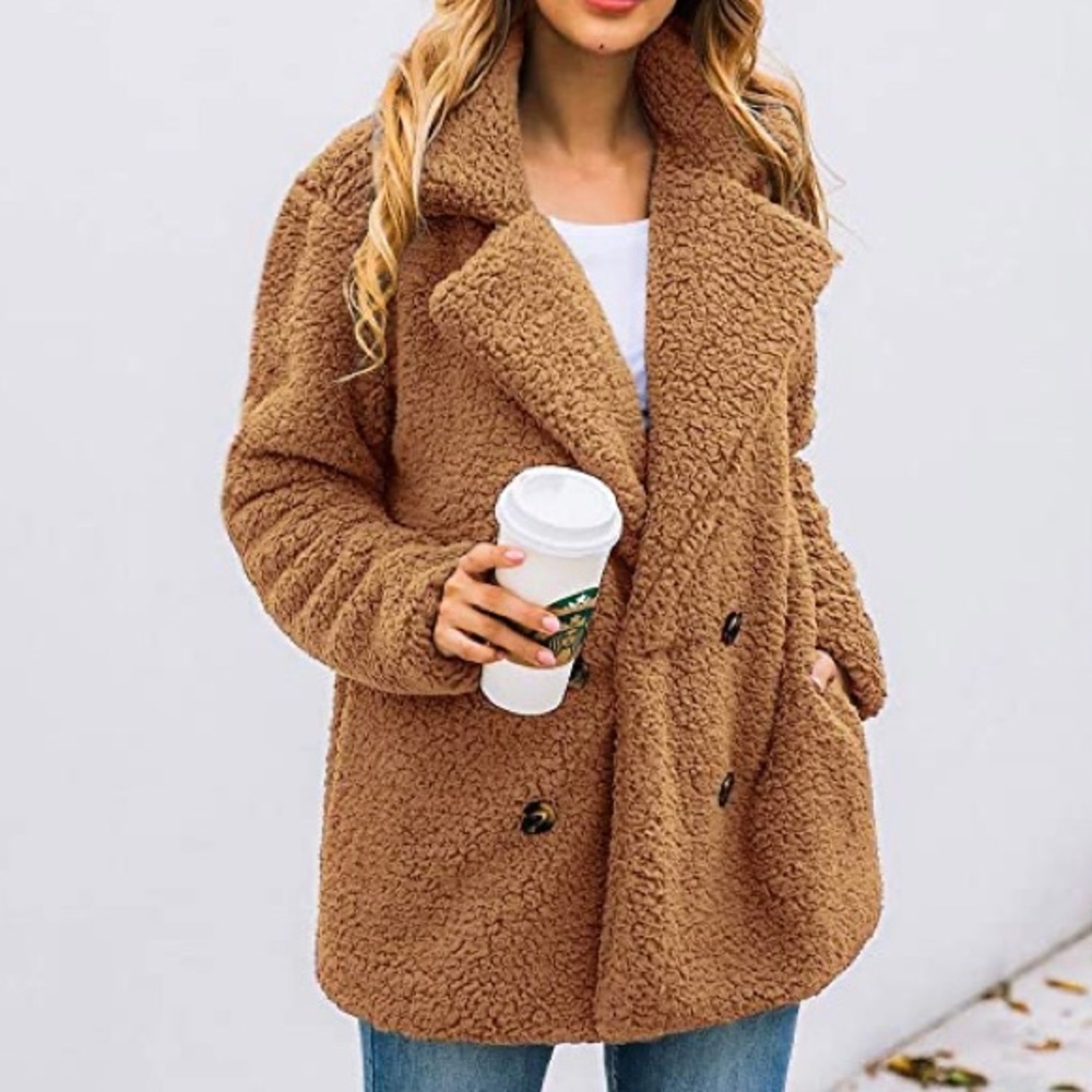 Women’s Camel Teddy Coat (S)
